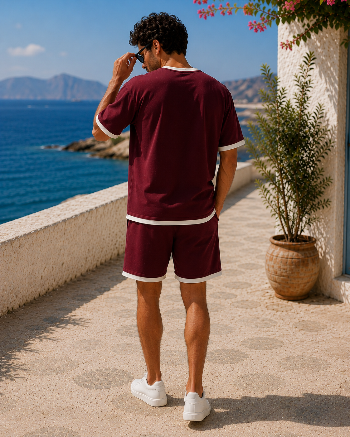 Men's Two-Piece Lounge Set - Maroon