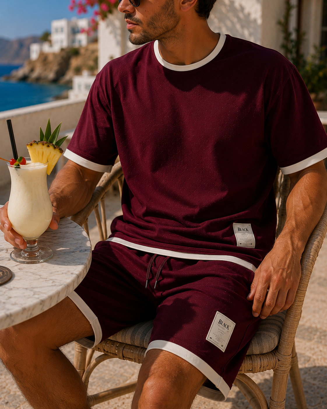 Men's Two-Piece Lounge Set - Maroon