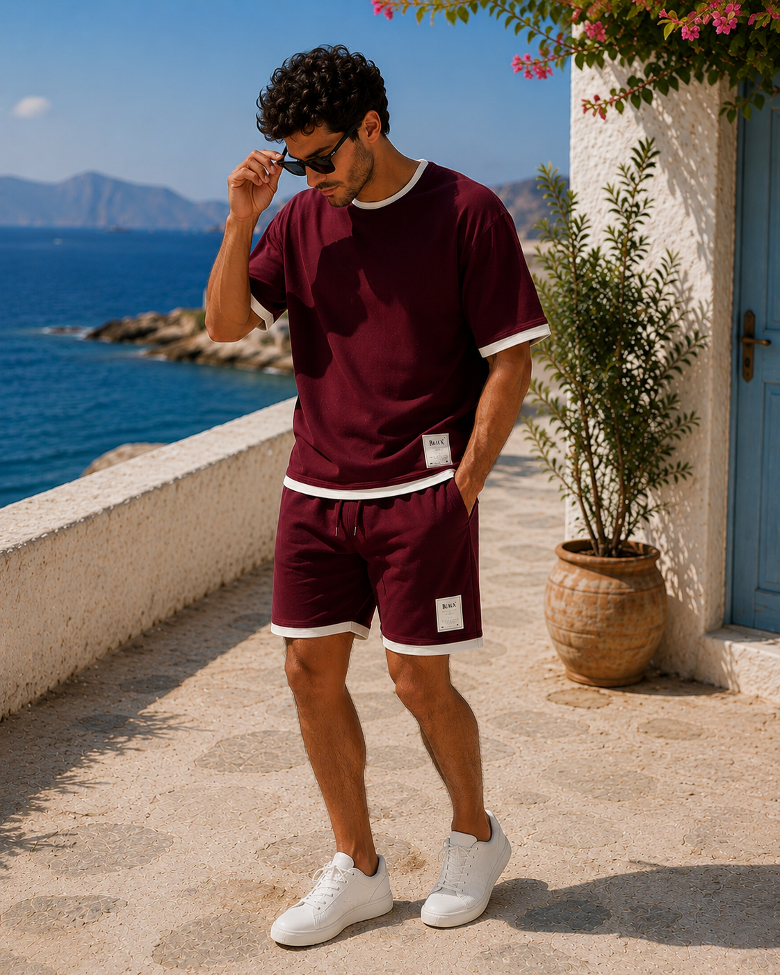 Men's Two-Piece Lounge Set - Maroon