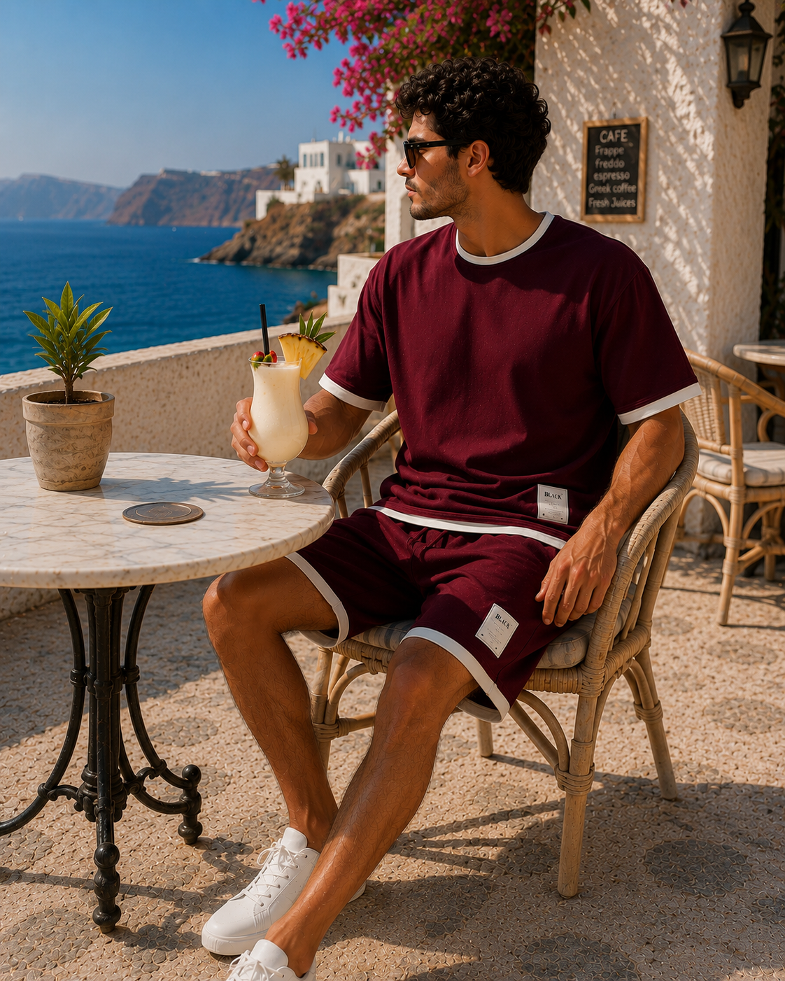 Men's Two-Piece Lounge Set - Maroon