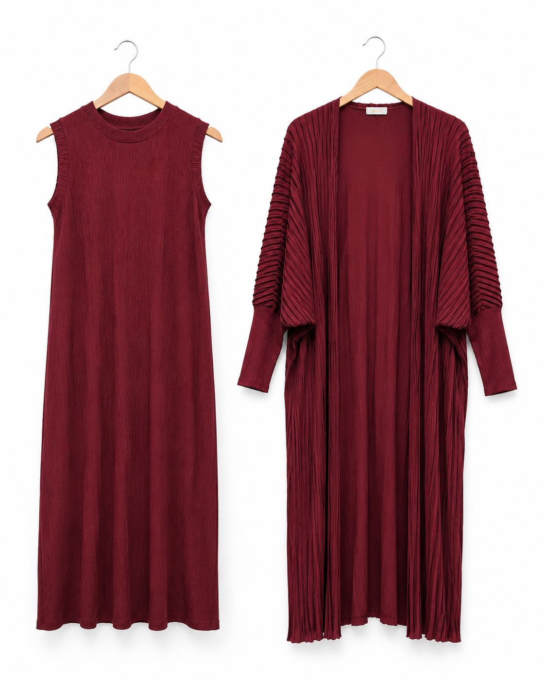 Two-piece Stripped Cape and Inner Set - Maroon