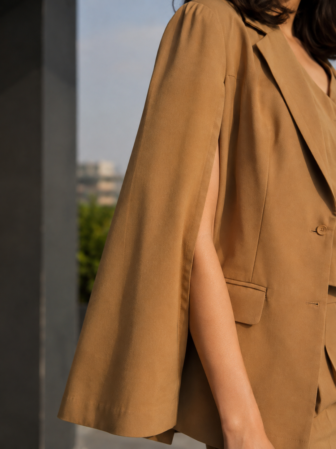 Three-piece Blazer, Waist coat And Trouser Set - Sandy