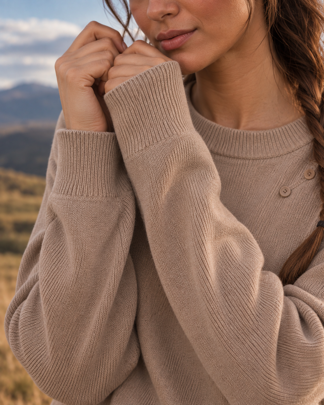 FW26 - Two-Piece Sweater Suit With Attachable Scarf - Taupe