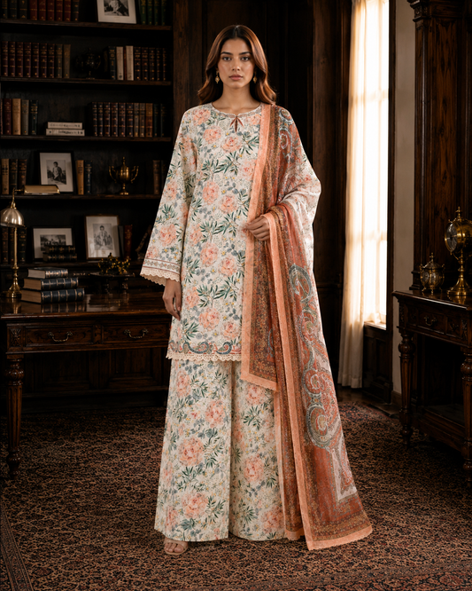 Women's Textured Lawn 3-Piece Suit – Velour