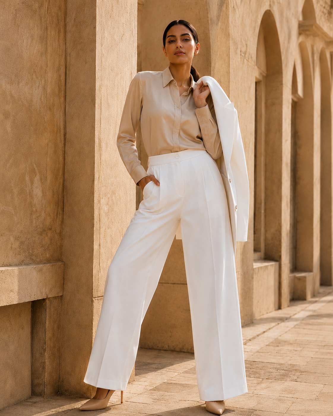 Two-piece Suit Blazer and Trouser - White