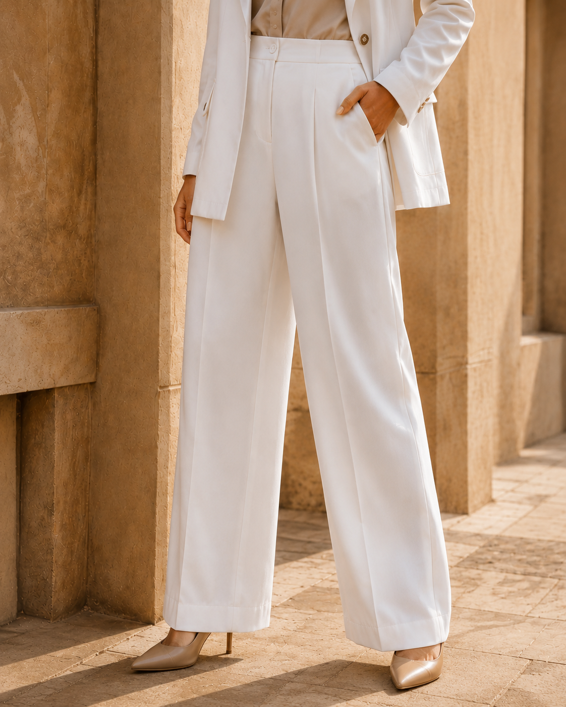 Two-piece Suit Blazer and Trouser - White