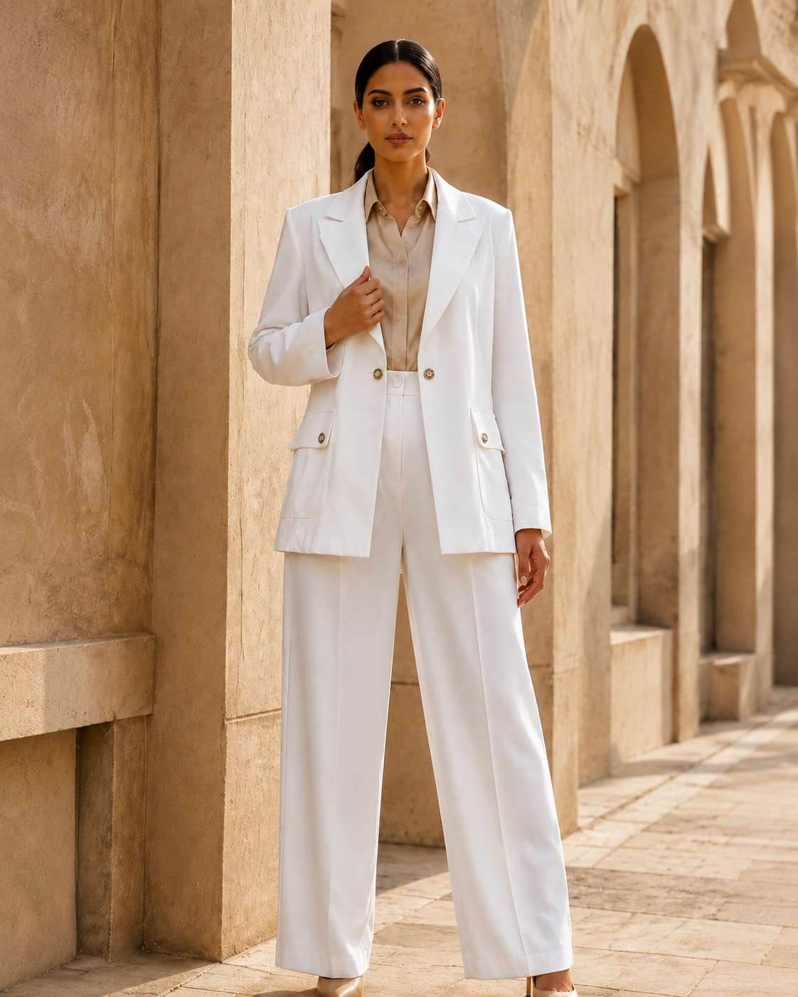 Two-piece Suit Blazer and Trouser - White