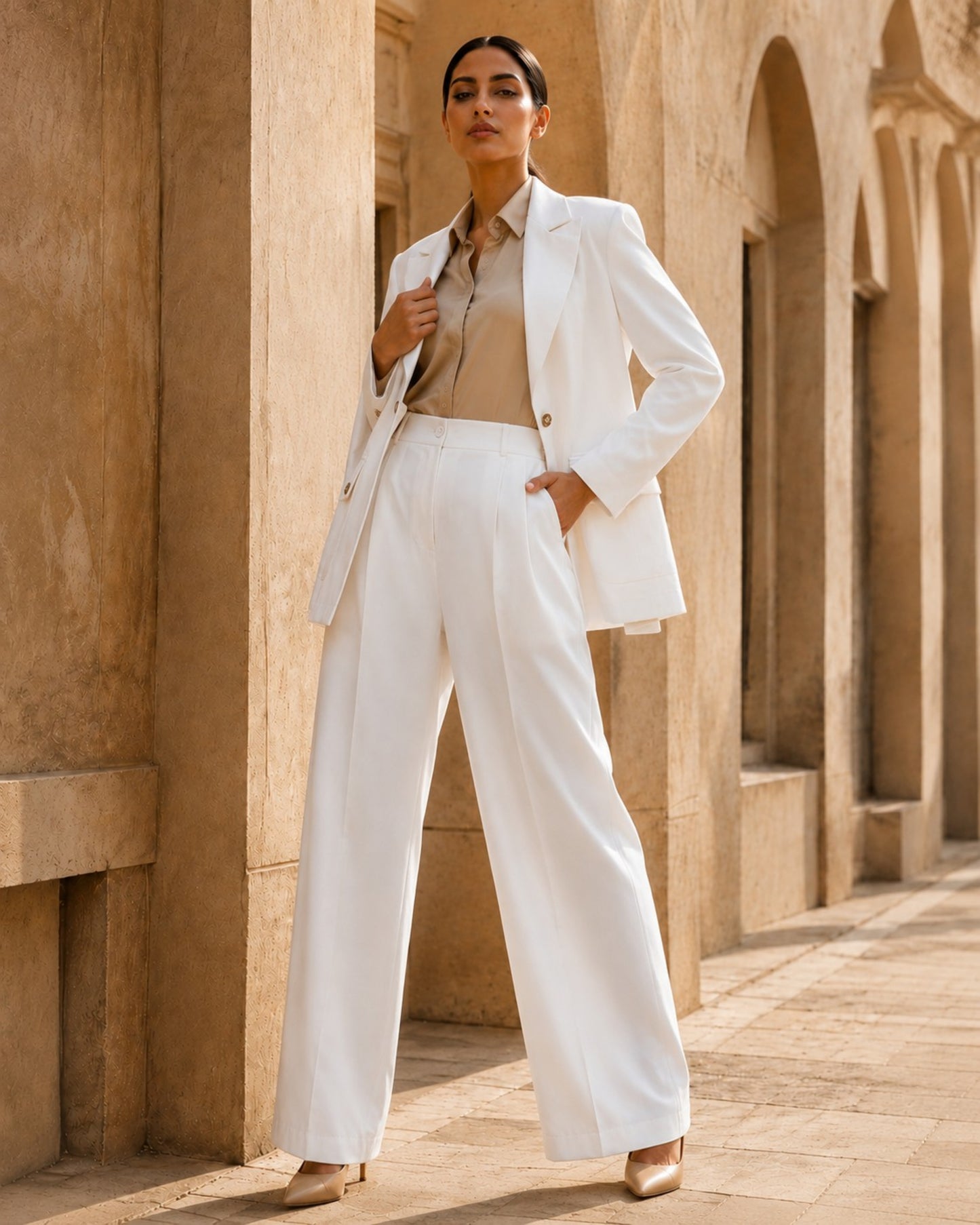 Two-piece Suit Blazer and Trouser - White