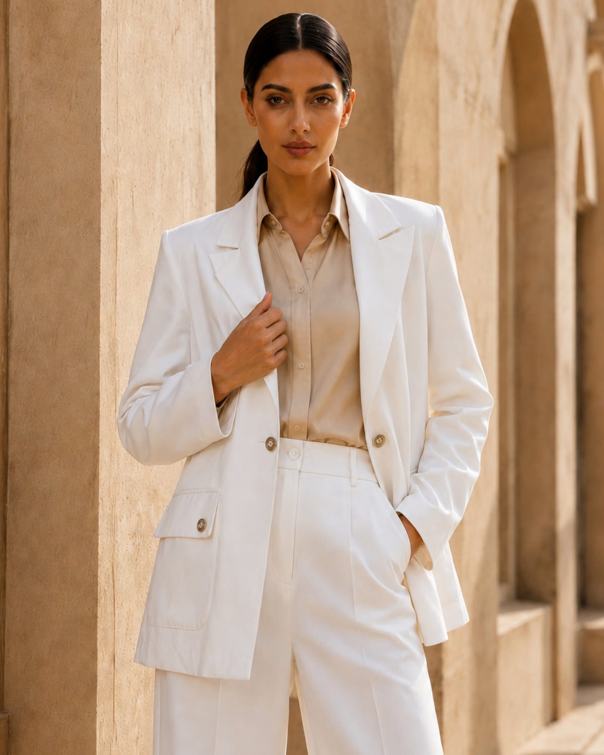 Two-piece Suit Blazer and Trouser - White