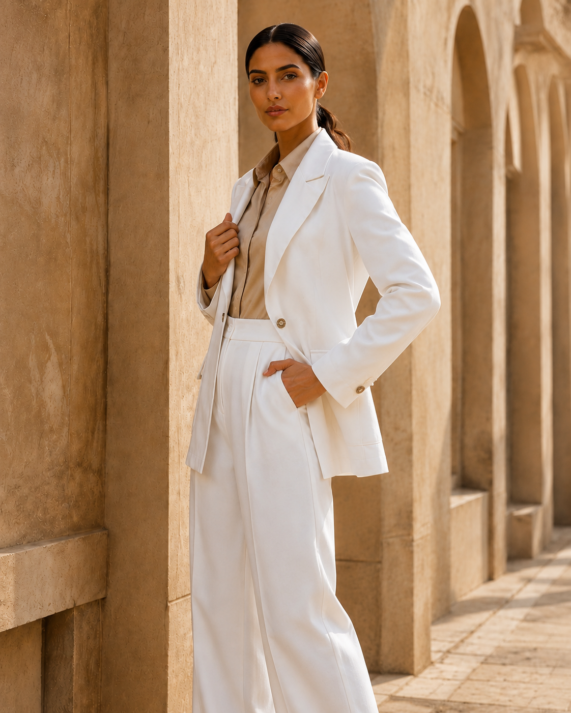 Two-piece Suit Blazer and Trouser - White