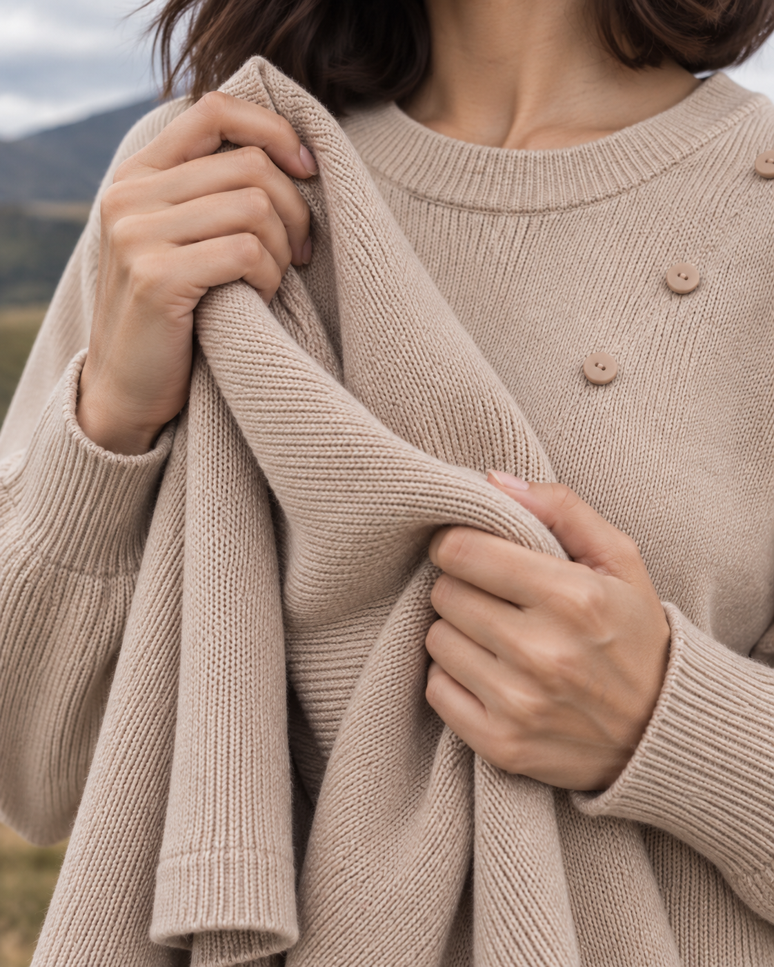 FW26 - Two-Piece Sweater Suit With Attachable Scarf - Beige
