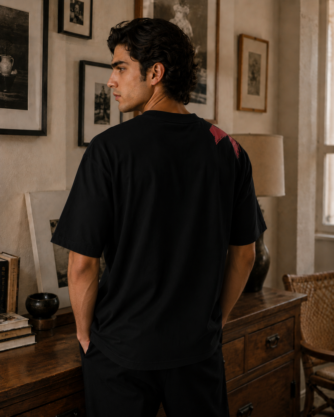 Graphic Print Oversized T-Shirt Black