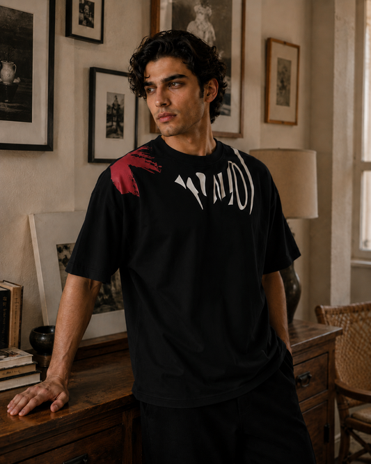Graphic Print Oversized T-Shirt Black