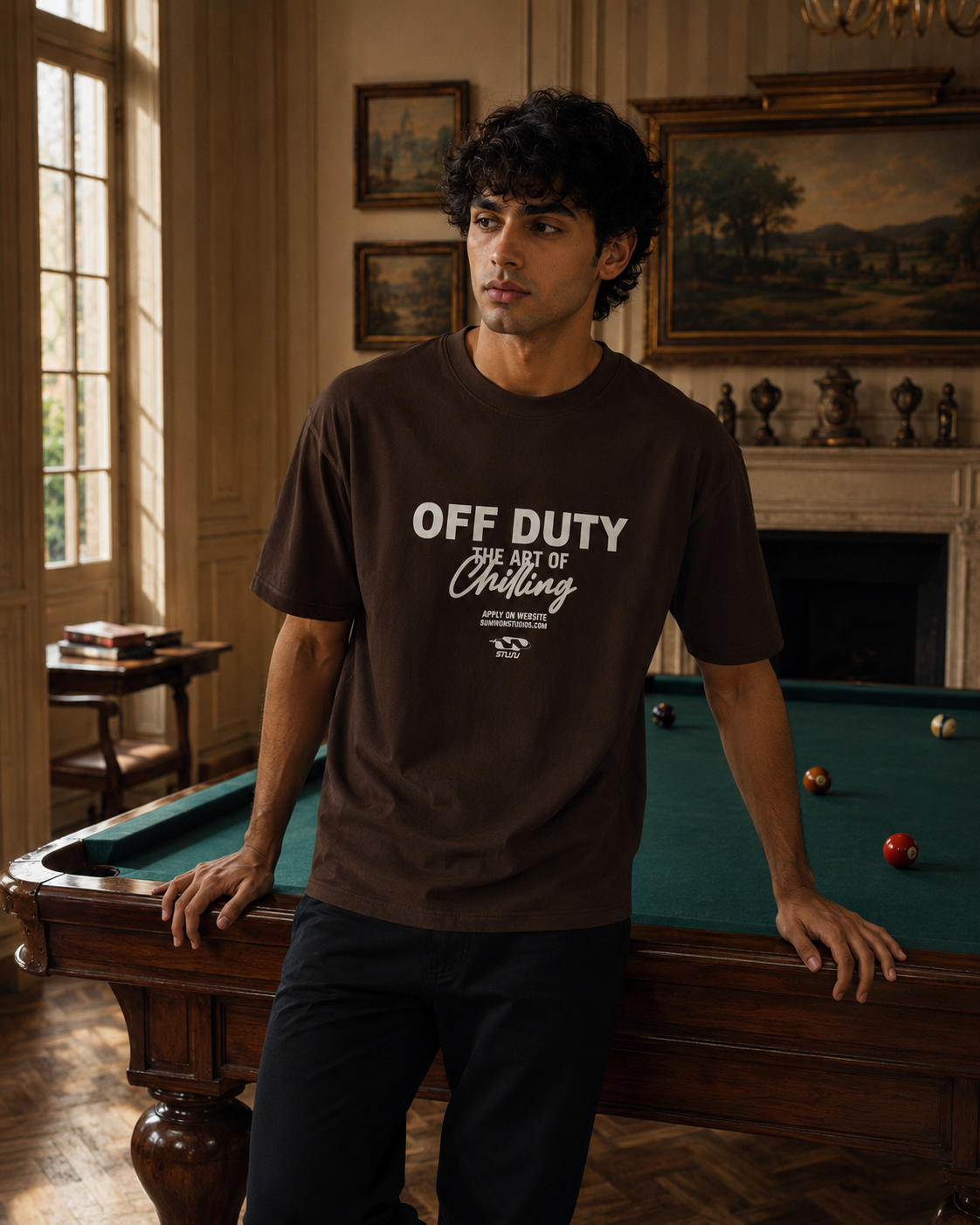 Off Duty Graphic T-Shirt  - Brown