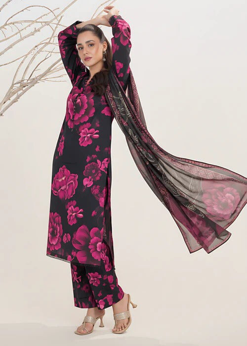 Women's Textured Lawn 3-Piece Suit – Dreamy Black