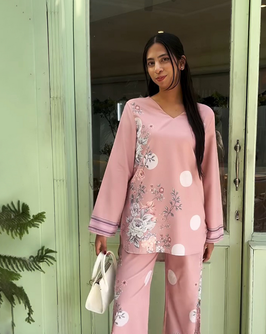 Serene Floral Co-ord (Shirt & Trouser) - Pink